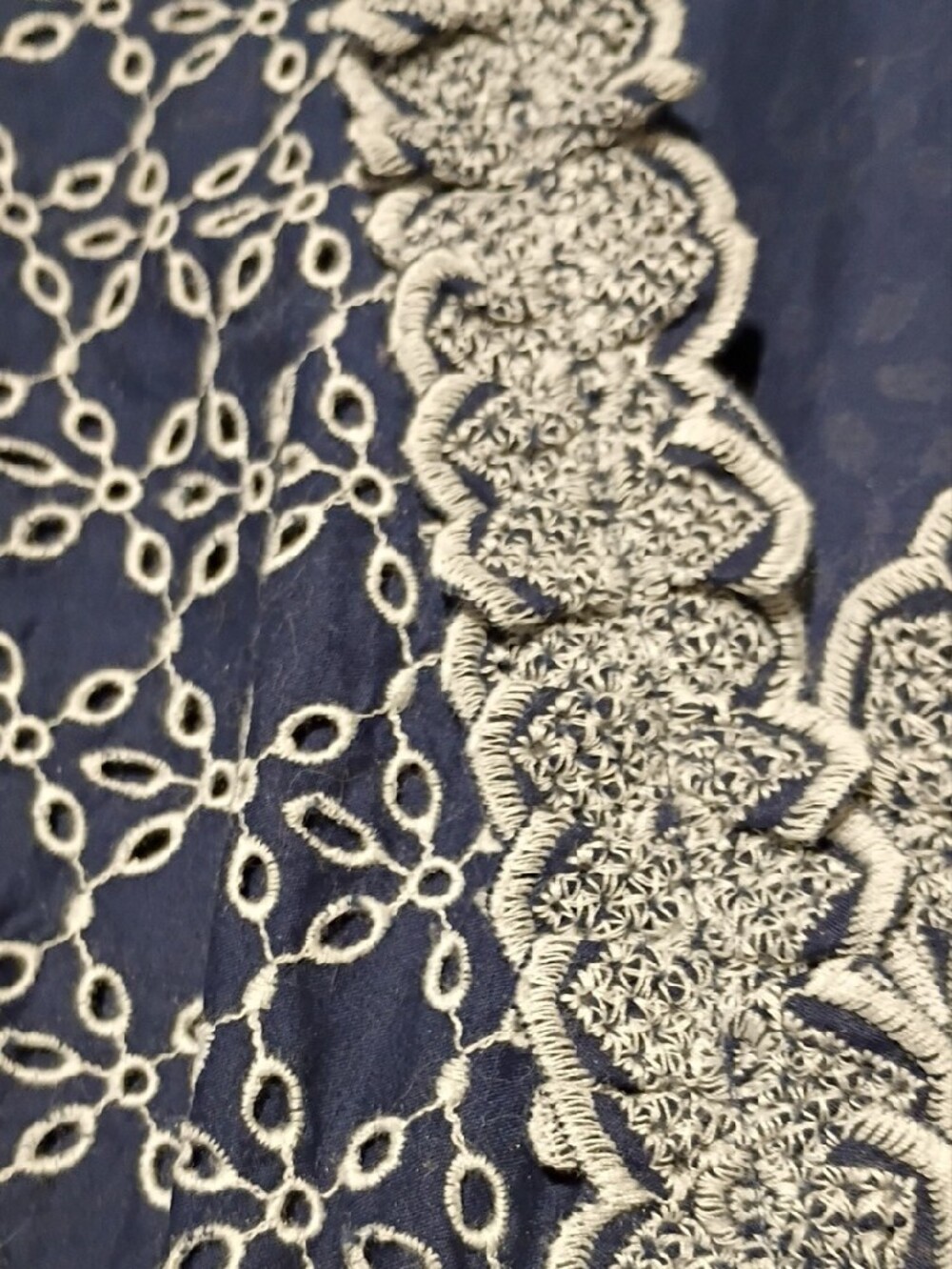 Express Navy Cotton Wrap Midi Dress with White Lace Trim, Sz 4, NWOT - Picture 10 of 16